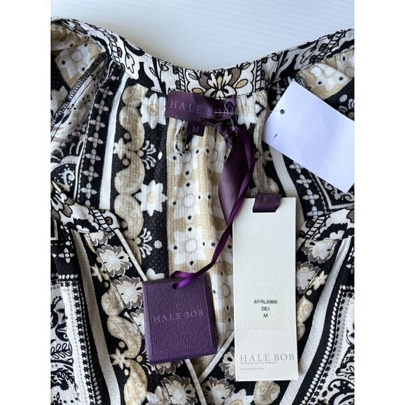 Hale Bob Mischa Button Up Long Sleeve Belt Print Maxi Dress Size M $283 - Picture 7 of 10